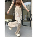 Fongt High Street Ripped Jeans Women's Summer New Thin High-Waisted Straight-Legged Loose Drag Trousers