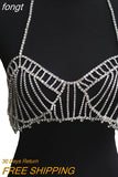 Full Rhinestone Bras Body Jewelry Chain Women Hollow Out Backless Sparkly Camisole Fashion Nightclub Bikini Crop