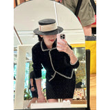 Fongt Fragrant Wind Collared Sweater Cardigan Women Loose Lazy Wind Wearing A Short Skirt Two Sets Of Autumn