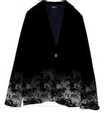 Fongt Women's Suit Collar Button Pocket Fashion Floral Print A Buckle Small Suit