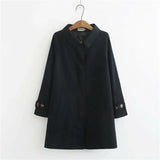 4XL Women's Trench Coat Loose Outerwear Hide Button Windbreaker Female Casual Tops Solid Color Cotton Trench