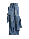 Fongt Trendy Set 2025 Autumn And Winter Bow Tie With Cowboy Vest High-Waist Jeans Two-Set Women