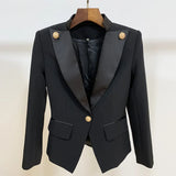 QUALITY Newest 2023 Designer Blazer Jacket Women's Single Button Satin Collar