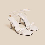 Fongt Temperament With A Word Of Sandals Women 2025 New Summer Solid Color Fine Heel With Skirt Black High Heels