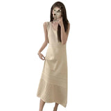Fongt Knitted Sling Vest Dress Women's Summer 2025 New Feeling Inside The Seaside Dress Small
