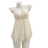 Fongt Sling Aja Skirt Cute Sweet Lace Mesh Sexy Morning Robe Court Princess Fairy Pyjamas Homewear