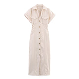 Fongt New Denim Folding Short-Sleeved Dress 2284576