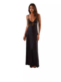 Collared With Ribbon Super Long V-Neck Sexy Dress