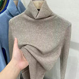 Women's Turtleneck Sweaters Warm Pullover Basic Slim Korean Casual Fall Winter Elegant Knitted Tops All Match