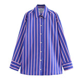 Fongt Women's Summer New Striped Loose Shirt Straight Trousers Set