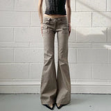Fongt Retro Workwind Pocket Denim Micro-Tlaps Wash Water To Make Old Design Low-Rise Hottie Casual Trousers