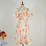 Fongt Court Style High Design Feeling Heavy Industry Nail Drill Short Sleeve Single Buckle Dress + Sling