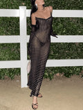 Polka Dot Sheer Mesh Maxi Dress-Outfit