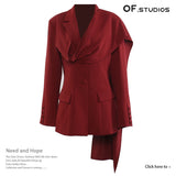 Fongt Spring And Autumn New Belt Irregular Cut Suit Jacket 1803
