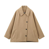 Fongt Women's Autumn And Winter New Fashion Loose Blending Solid Coat Coat Coat