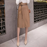 Waist Slim Hip-wrap Pu Leather Skirts Skinny Belt Irregular A-line Pencil Skirt Zipper Solid Black Half-length Skirts