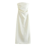 Fongt Folded Dress Design Autumn New Women's Breasts Collared Solid Color Dress