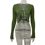 Fongt 2025 New Niche Design With Female Cardigan Horn Knitting Tops