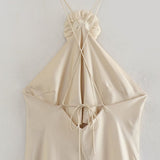 New Summer Dress With Detachable Decal Collar And Bare Back-Outfit