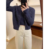 Fongt New Retro Color Yarn Sweater Coat Women Loose Knitted Slings Two