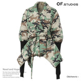 Fongt New Camouflage Personality Splicing Knitted Cuffs Waist Personality Tailoring Cotton Coat 1695