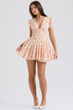 Fongt French Sweet Mashed Flower Bubble Sleeve Dress Summer Ballet Dopamine Wearing Waist Babes A Skirt