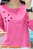 Stars Hoodies Women 2023 Autumn Korean Fashion Pullover Womens Clothing Sweatshirt O-Neck Long Sleeve Sudadera