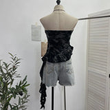Fongt Camouflage Brat Vest Female Niche Irregular Ribbon Hole Babes Y2k Sleeveless Top 1229