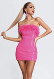 Fongt Party Dress Body Sexy Tective Tset Dress Artificial Hair Spliced Glided Collared Ass Skirt