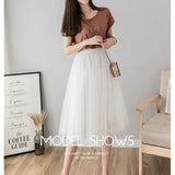 Fongt Yarn Skirt Women's Summer Long A Skirt High Waist 100 Folding Skirt 2025 Thin Soft Hanging Yarn Skirt