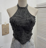 Fongt Babes Hanging Neck Slings Slings Tlit Holes Made Old Bare Back Short With Thoracic Tops 1663