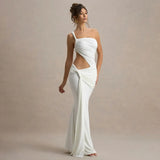 Fongt Summer Sexy Shoulder-To-Shoulder-Back Tective Dress Stylish Solid-Colored Strap-Nrinking Folding Dress