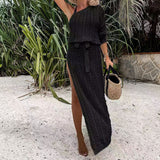 Fongt Dress Empty Beach Dress Perspective Solid Long Dress