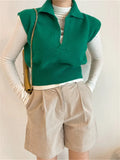 2022 New Pullovers Striped Sleeveless Knitted POLO Collar Wild Spring Autumn Women Sweaters Short Vests