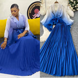 Fongt Suit Female Strap To Waist Gradient Color Pressure Folding Shirt High Waist 100 Folded Skirt Two Sets