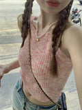 Striped Sexy Slings Women Summer New Sweet Hottie Side Shoulder Short Vest Wearing Thin Sleeveless