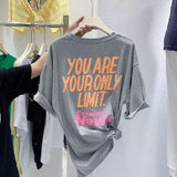 Fongt Short-Sleeved T-Shirt Women's Summer 2024 New Korean Version Loose Casual Versatile Stereo Foam Letter Half Sleeve