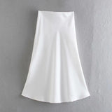 Fongt 2025 New Tight Waist Simple Set Solid Color Lirt Solid Color Half Body Skirt