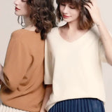 Sweater 2020 New Female V-neck Short-sleeved Knitted Pullover Jumper Pull Femme Clothes Loose Designer