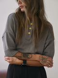 Fongt Button Polo Shirt Five-Sleeve Dopamine Loose Top Female Senior Feeling Lazy Wind Summer
