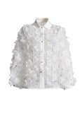 French Commuting Style Nail Drill Shirt 2025 New Collar Hand Three-Dimensional Flower Long-Sleeved Shirt Top