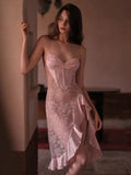 Fongt Sexy Transparent Lace Thin Back Sling Sling Skirt Pure Lust High Open Pajamas Set
