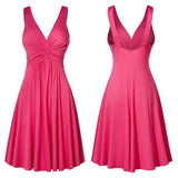 Fongt Suspension V-Neck Commuting Mid-Rise Mid-Rise Dress Solid-Colored