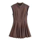 Fongt New Women's Collection Wave Wide Swing Mini Sleeveless Dress