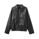 Fongt Women's Explosion New Imitation Leather Bomber Jacket Jacket