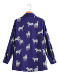 Fongt Women's New Long-Sleeved Animal Zebra-Print Shirt 21006