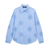 Spring Style Glue Embroidery Decorated Loose Poplin Shirt 2492056-Outfit