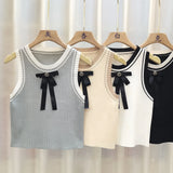 Temperament Sexy Bow Sling Summer New Gray Vest Sling Sling Sling Short Sleeveless
