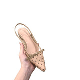 Fongt Sandals Women 2025 Summer French Fairy Wind Gentle Dress Small Heel Tip Net Yarn Point Single Shoes