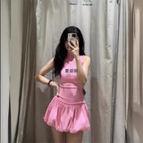 Fongt Sleeveless Dress Floral Bud Dress With Thin Short Skirt Summer New